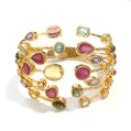 “Capri” Vintage Ruby & Multi Natural Gem Cuff Set In 18K Gold & Silver