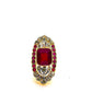 “Capri” Vintage Ruby & Diamond Art Deco Ring Set In 18K Gold & Silver