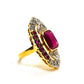 “Capri” Vintage Ruby & Diamond Art Deco Ring Set In 18K Gold & Silver