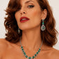 Bochic “Orient” Vintage Emerald & Diamond Necklace & Earring Suite 18K Gold & Silver