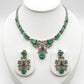 Bochic “Orient” Vintage Emerald & Diamond Necklace & Earring Suite 18K Gold & Silver