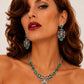 Bochic “Orient” Vintage Emerald & Diamond Necklace & Earring Suite 18K Gold & Silver