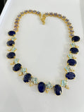 Bochic “Capri” Vintage Blue Sapphire, Tanzanite & White Topaz Drop Necklace Set In 18K Gold & Silver