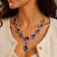 Bochic “Capri” Natural Blue, Yellow Multi Sapphire & Ruby Necklace & Earrings Suite Set 18K Gold & Silver