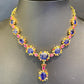 Bochic “Capri” Natural Blue, Yellow Multi Sapphire & Ruby Necklace & Earrings Suite Set 18K Gold & Silver