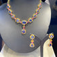 Bochic “Capri” Natural Blue, Yellow Multi Sapphire & Ruby Necklace & Earrings Suite Set 18K Gold & Silver
