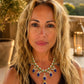 Bochic "Capri" Vintage Classic Diamond, Emerald & Tanzanite Necklace & Earrings Suite