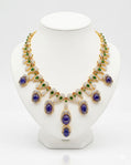Bochic "Capri" Vintage Classic Diamond, Emerald & Tanzanite Necklace & Earrings Suite