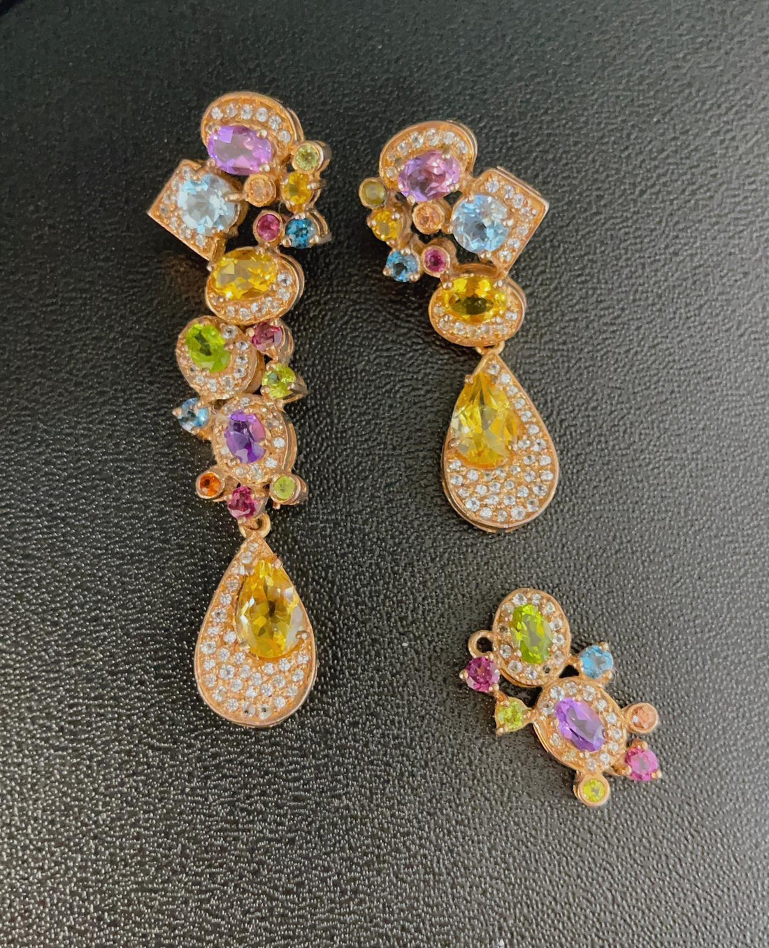 Bochic "Capri" Vintage Rose Cut Sapphires & South Sea Earrings 18K Gold & Silver