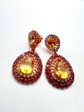 Bochic Capri Vintage Ruby and Citrine Earrings, 20ct Set in 18K Gold & Silver