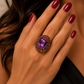 Bochic “Capri” Vintage Sapphire, Amethyst & Ruby Ring 18K Gold & Silver