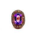 Bochic “Capri” Vintage Sapphire, Amethyst & Ruby Ring 18K Gold & Silver