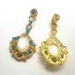 Bochic “Capri” Vintage Blue London Topaz & White Opal Earrings - 18K Gold & Silver
