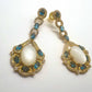 Bochic “Capri” Vintage Blue London Topaz & White Opal Earrings - 18K Gold & Silver