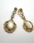 Bochic “Capri” Vintage Blue London Topaz & White Opal Earrings - 18K Gold & Silver