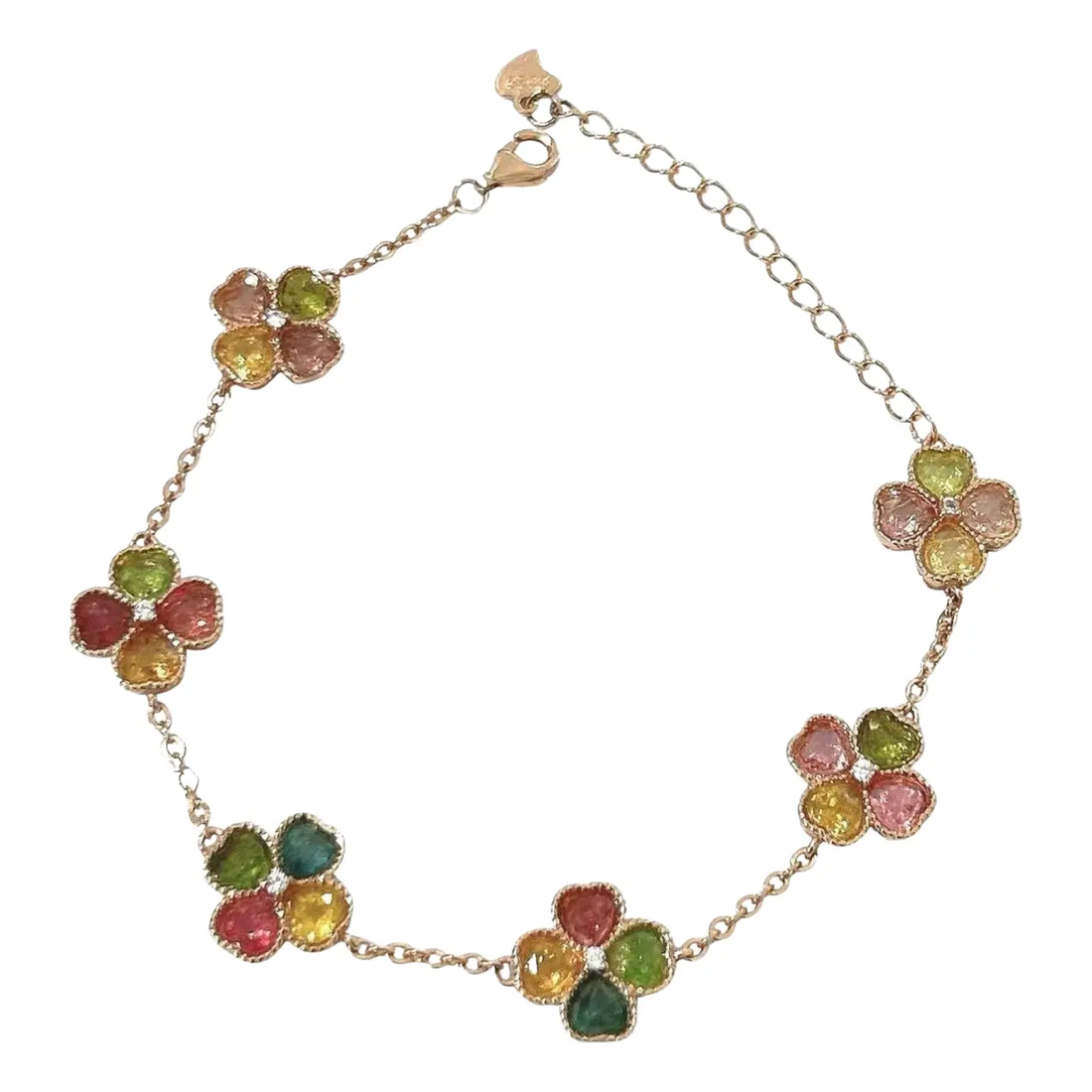 Bochic “Iconic” Multi Color Tourmaline Bracelet Set In 18K Gold & Silver