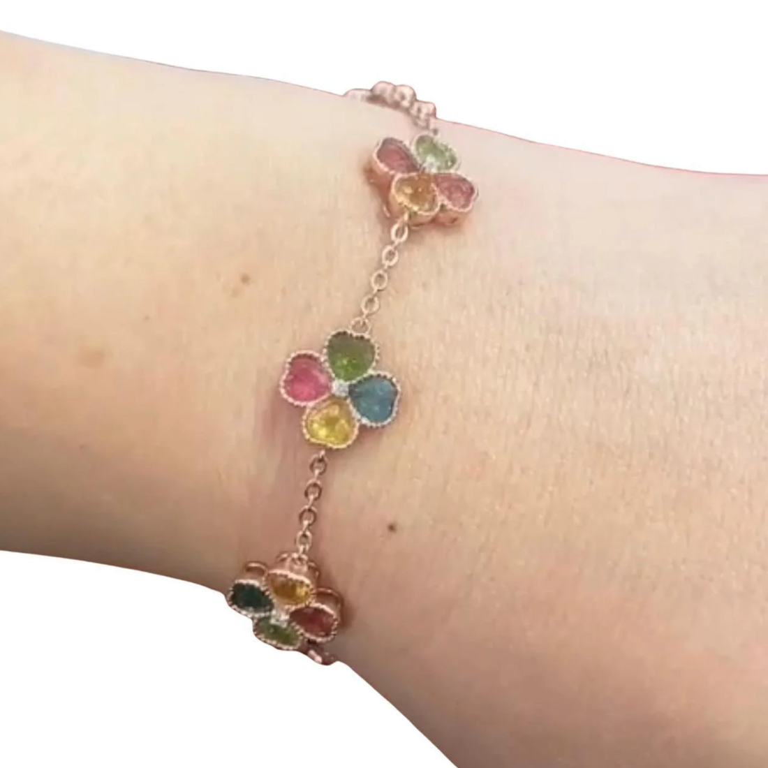 Bochic “Iconic” Multi Color Tourmaline Bracelet Set In 18K Gold & Silver