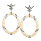 Miriam Salat Sterling Silver and Ivory Color Resin Earrings Set with White Topaz