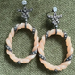 Miriam Salat Sterling Silver and Ivory Color Resin Earrings Set with White Topaz