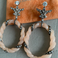 Miriam Salat Sterling Silver and Ivory Color Resin Earrings Set with White Topaz