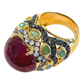 Bochic “Capri” Ruby, Sapphire & Emerald Cocktail Ring Set In 18K Gold & Silver