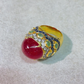 Bochic “Capri” Ruby, Sapphire & Emerald Cocktail Ring Set In 18K Gold & Silver