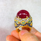 Bochic “Capri” Ruby, Sapphire & Emerald Cocktail Ring Set In 18K Gold & Silver