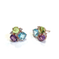 Bochic “Orient” Peridot, Amethyst & Topaz Earrings Set In 18K Gold & Silver