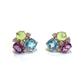 Bochic “Orient” Peridot, Amethyst & Topaz Earrings Set In 18K Gold & Silver