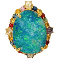 Bochic “Orient” Sapphire, Opal & Ruby Cocktail Ring Set In 18K Gold & Silver