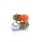 Bochic “Orient” Baroque Pearl & Multi Sapphires Ring Set In 18K Gold & Silver