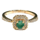 Bochic “Orient” Natural Emerald & Topaz Solitaire Ring Set In 18K Gold & Silver