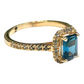 Bochic “Orient” Natural London Topaz Solitaire Ring Set In 18K Gold & Silver