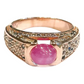 Bochic “Orient” Natural Tourmaline & Topaz Solitaire Ring Set 18K Gold & Silver