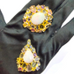 “Capri” Opal & Multi Fancy Rose Sapphires Pendant Set 18k Gold & Silver