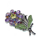 Bochic  “Orient” Sapphire, Amethyst & Tsavorite Brooch Set In 18K Gold & Silver