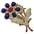 Bochic  “Orient” Sapphire, Ruby & Multi Gem Brooch Set In 18K Gold & Silver