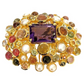 Bochic “Capri” Amethyst & Tourmaline, Pearl Brooch Set In 18K Gold & Silver