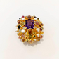 Bochic “Capri” Amethyst & Tourmaline, Pearl Brooch Set In 18K Gold & Silver