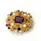 Bochic “Capri” Amethyst & Tourmaline, Pearl Brooch Set In 18K Gold & Silver