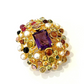 Bochic “Capri” Amethyst & Tourmaline, Pearl Brooch Set In 18K Gold & Silver
