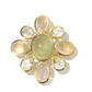 Bochic “Capri” Italian Rose Quartz & Multi Gem Brooch Set In 18K Gold & Silver