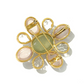 Bochic “Capri” Italian Rose Quartz & Multi Gem Brooch Set In 18K Gold & Silver