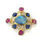 Bochic “Capri” Opal, Sapphire & Ruby Brooch Set In 18K Gold & Silver