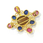 Bochic “Capri” Opal, Sapphire & Ruby Brooch Set In 18K Gold & Silver