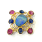 Bochic “Capri” Opal, Sapphire & Ruby Brooch Set In 18K Gold & Silver