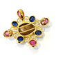 Bochic “Capri” Opal, Sapphire & Ruby Brooch Set In 18K Gold & Silver
