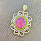 Bochic “Capri” Ruby, Blue Sapphire & Multi Gem Brooch Set In 18K Gold & Silver