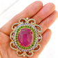 Bochic “Capri” Ruby, Blue Sapphire & Multi Gem Brooch Set In 18K Gold & Silver