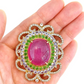 Bochic “Capri” Ruby, Blue Sapphire & Multi Gem Brooch Set In 18K Gold & Silver